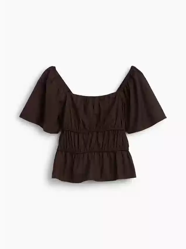 Square-Neck Peplum Top