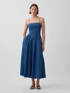 Strapless Denim Maxi Dress