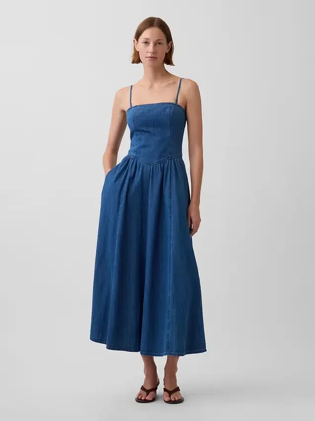 Strapless Denim Maxi Dress