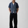 Stripe Camp Collar Sweater Shirt