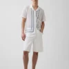 Stripe Camp Collar Sweater Shirt