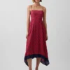 Stripe Handkerchief Midi Dress