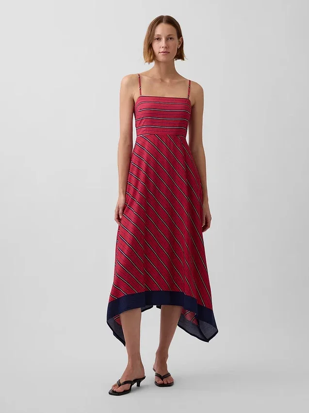 Stripe Handkerchief Midi Dress
