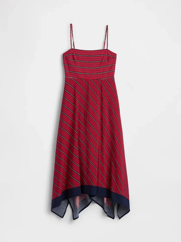 Stripe Handkerchief Midi Dress