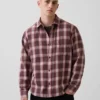 Sunwashed Twill Relaxed Plaid Shirt