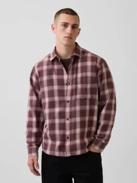 Sunwashed Twill Relaxed Plaid Shirt