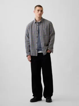 Sunwashed Twill Relaxed Plaid Shirt