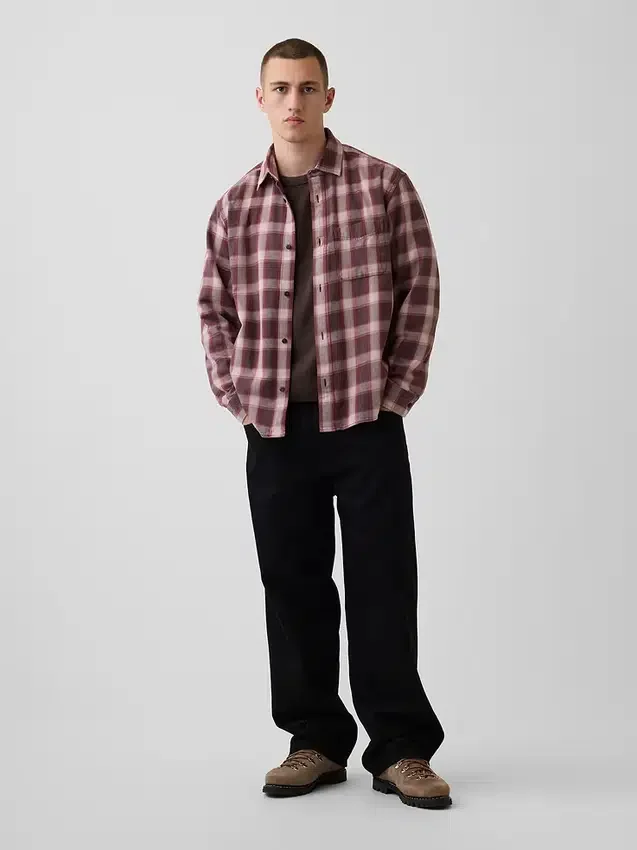 Sunwashed Twill Relaxed Plaid Shirt