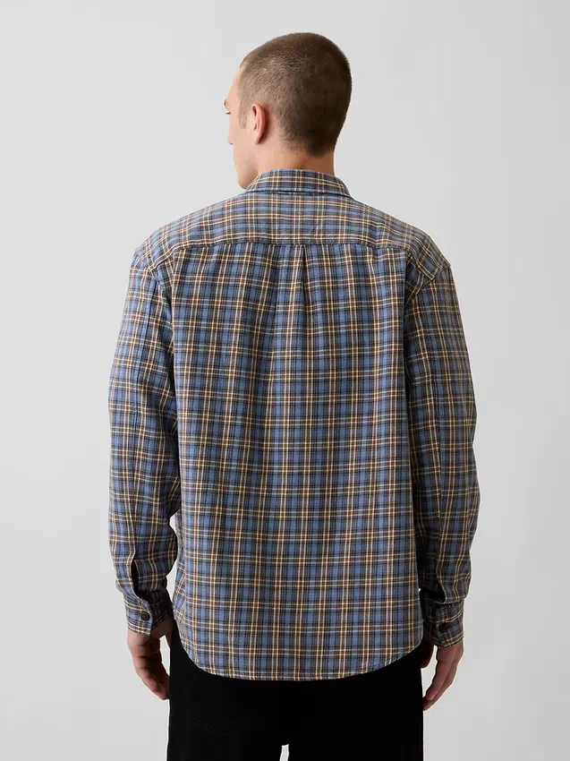 Sunwashed Twill Relaxed Plaid Shirt