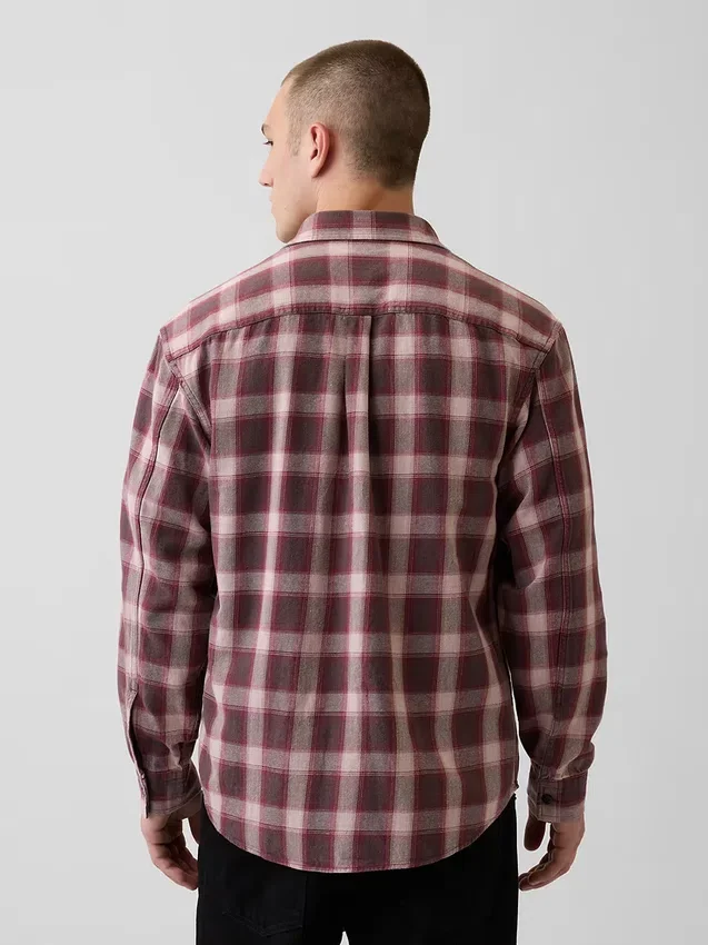 Sunwashed Twill Relaxed Plaid Shirt