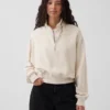 Textured Cotton Oversized Half-Zip Pullover