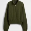 Textured Cotton Oversized Half-Zip Pullover