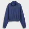 Textured Cotton Oversized Half-Zip Pullover