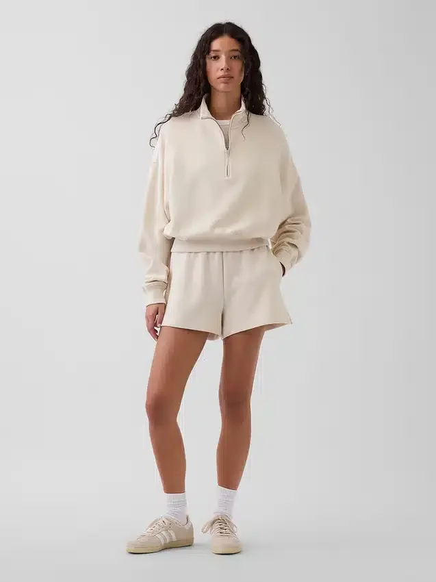 Textured Cotton Oversized Half-Zip Pullover