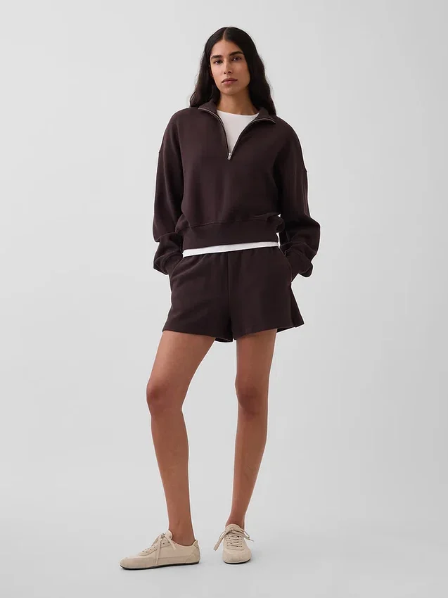Textured Cotton Oversized Half-Zip Pullover
