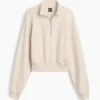 Textured Cotton Oversized Half-Zip Pullover