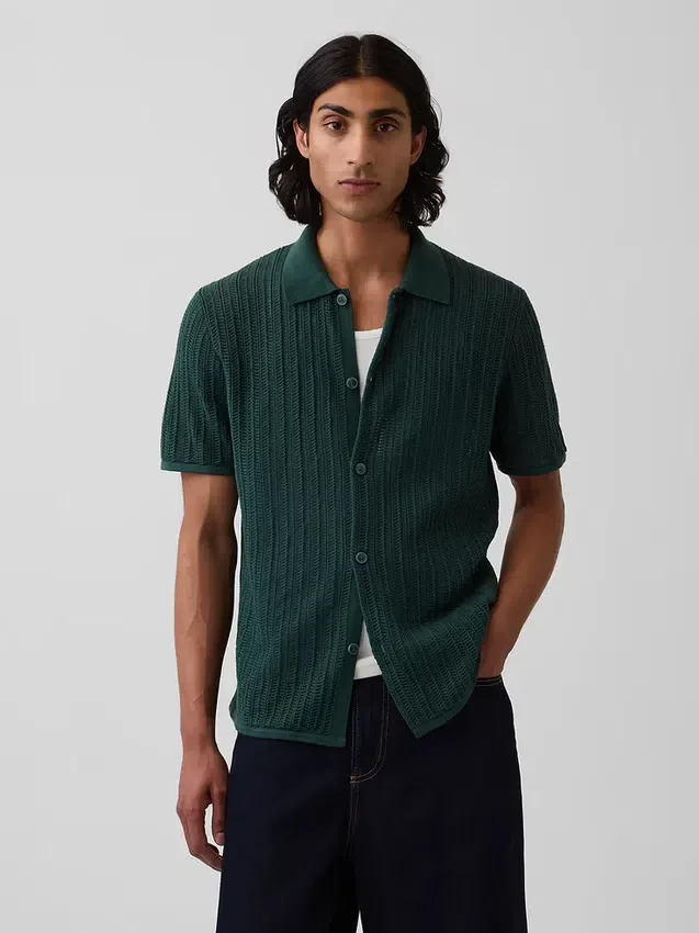 Textured Relaxed Sweater Shirt