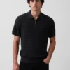 Textured Zip Polo Sweater Shirt