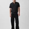 Textured Zip Polo Sweater Shirt