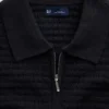 Textured Zip Polo Sweater Shirt