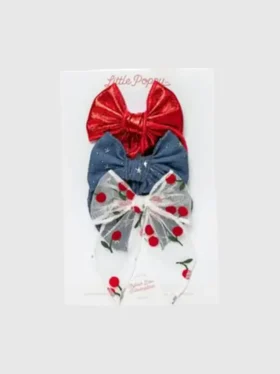 The Cherry Bow Clip Set