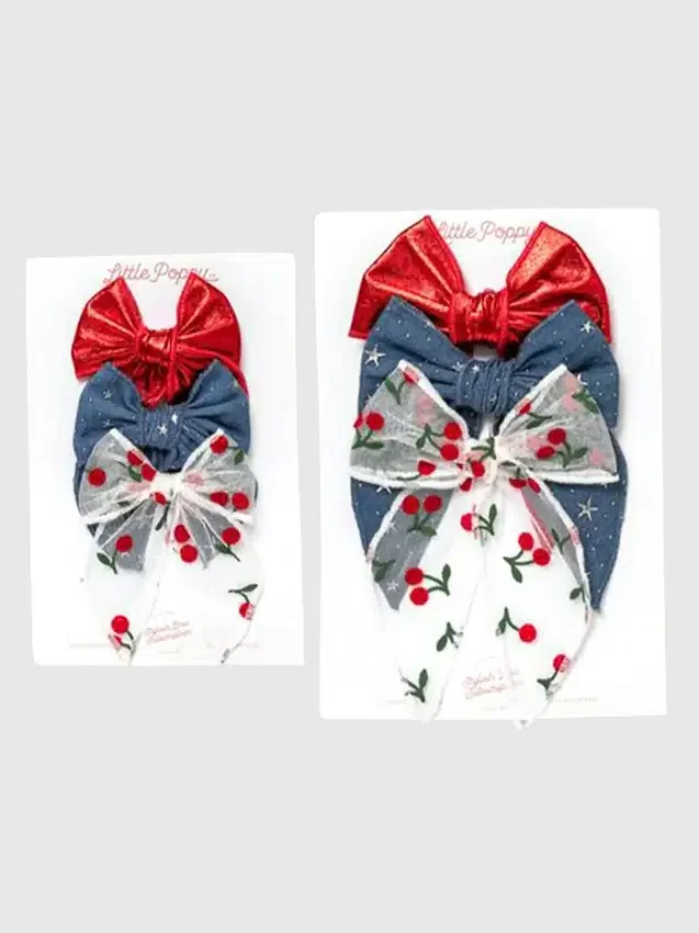 The Cherry Bow Clip Set