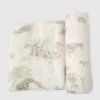 The Gilded Bird Safari Toile Bamboo Baby Blanket