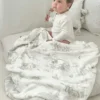 The Gilded Bird Safari Toile Bamboo Baby Blanket