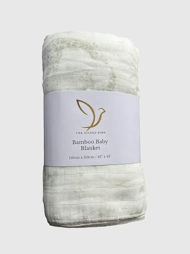 The Gilded Bird Safari Toile Bamboo Baby Blanket