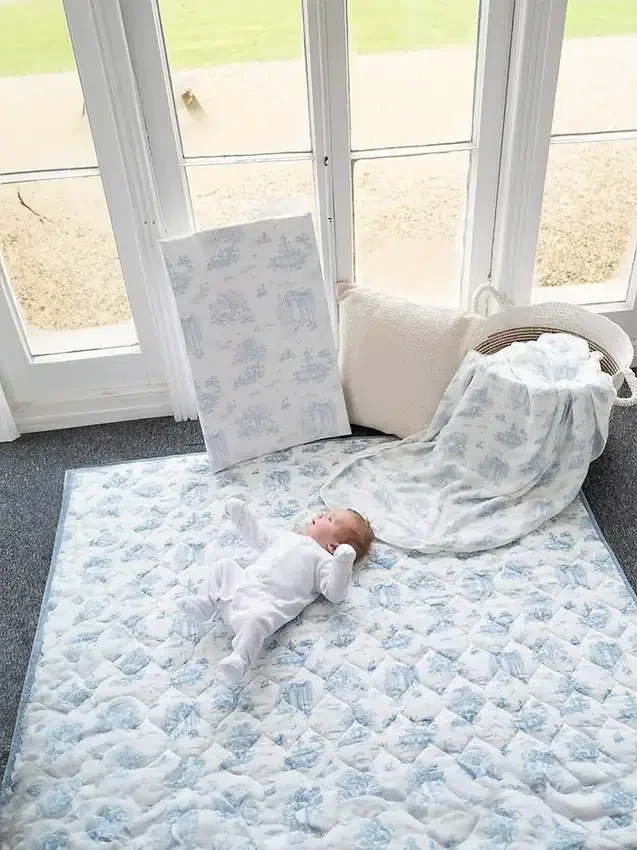 The Gilded Bird Spring Toile Quilted Playmat