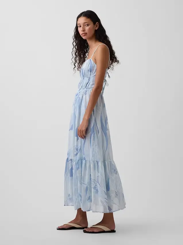 Tiered Tie-Back Maxi Dress