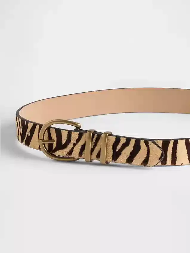 Tiger Print Calf Hair Belt