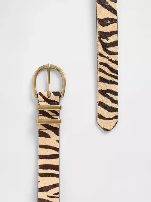 Tiger Print Calf Hair Belt