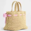 Toddler Gingham Bow Straw Bag