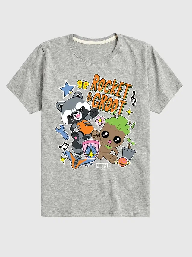 Toddler Marvel Groot and Rocket Short Sleeve Graphic Tee