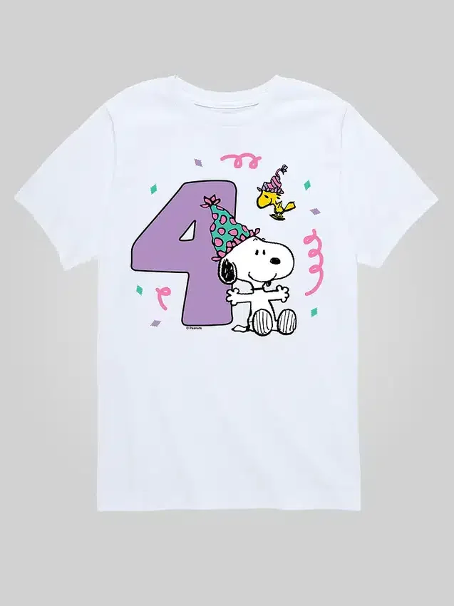 Toddler Peanuts 4Th Birthday Short Sleeve Graphic T-Shirt