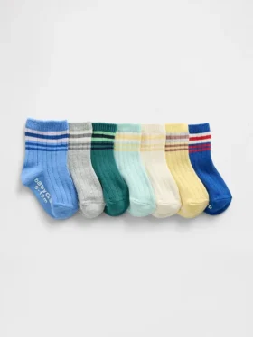 Toddler Stripe Quarter Crew Socks (7-Pack)