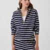 Towel Terry Oversized Stripe Zip Hoodie