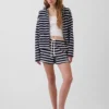 Towel Terry Oversized Stripe Zip Hoodie