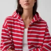Towel Terry Oversized Stripe Zip Hoodie