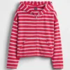 Towel Terry Oversized Stripe Zip Hoodie
