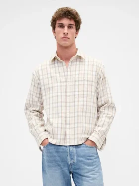 Twill Straight-Hem Shirt