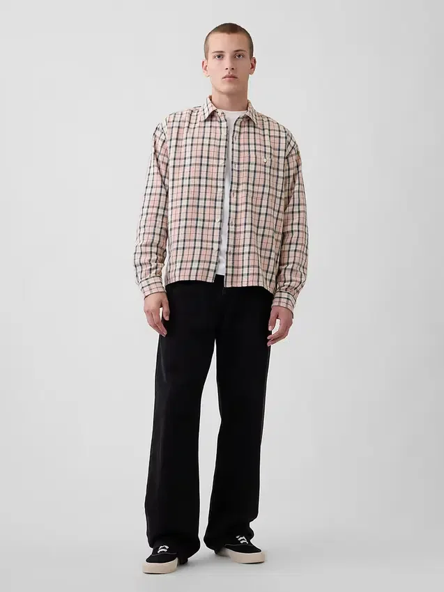 Twill Straight-Hem Shirt