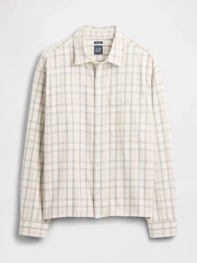 Twill Straight-Hem Shirt
