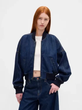 Ultrasoft Denim Bomber Jacket