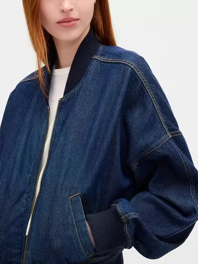 Ultrasoft Denim Bomber Jacket