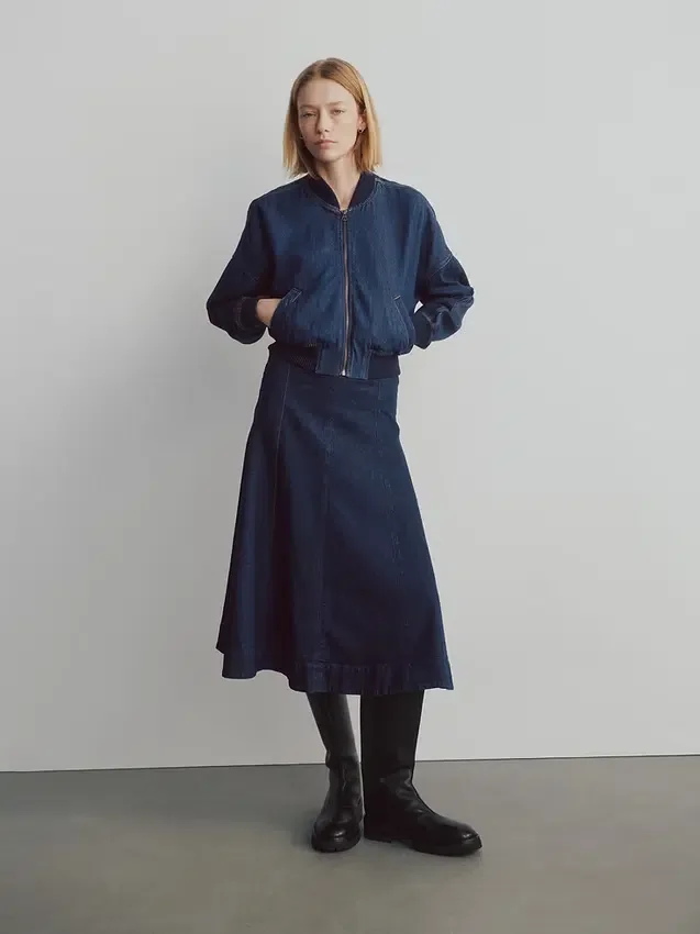 Ultrasoft Denim Bomber Jacket
