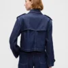 Ultrasoft Denim Crop Trench Jacket