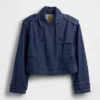 Ultrasoft Denim Crop Trench Jacket