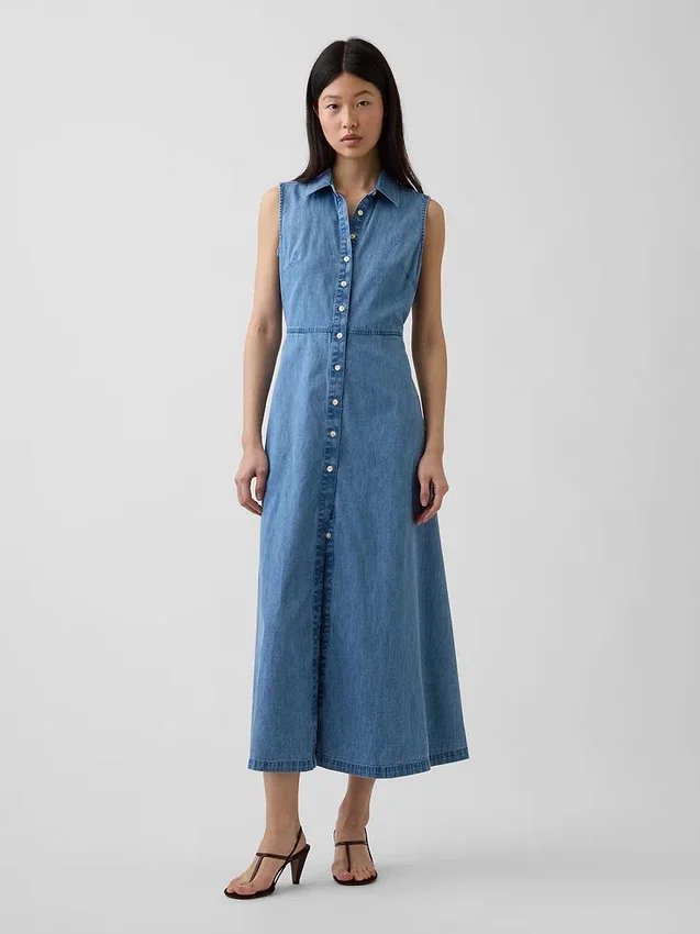 Ultrasoft Denim Maxi Shirtdress